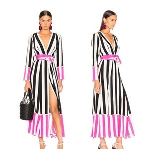 We are LEONE Silk Black + White Maxi Dress/Robe